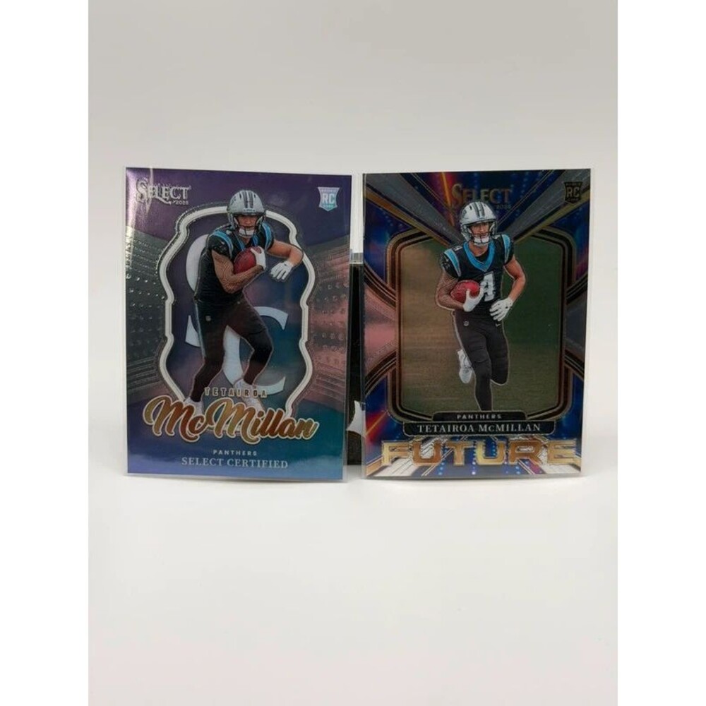 2025 Panini Select Tetairoa McMillan RC 2-Card Lot Select Certified Future Silve